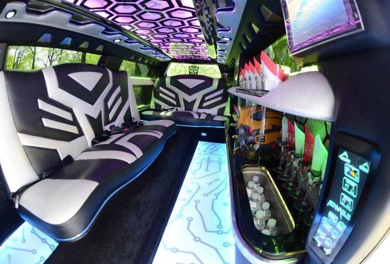 the interior of a range rover limousine