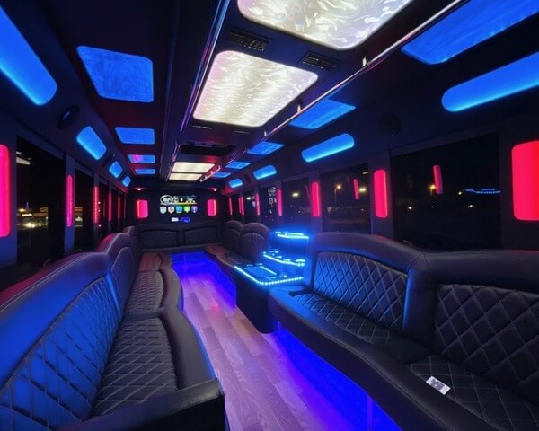 22 Passenger Party Bus Rental Interior
