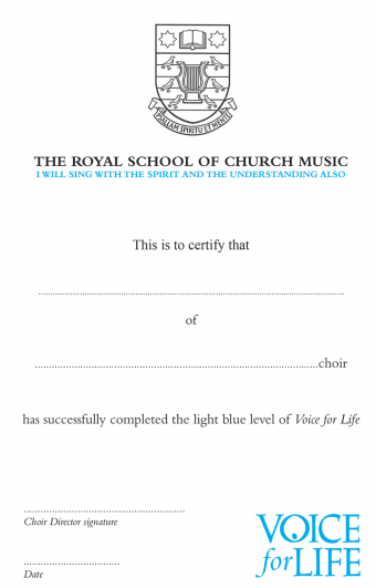 Voice for Life - Light Blue Level Certificate