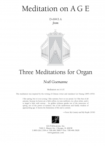 Three Meditations for Organ: Meditation on A G E | Download Edition