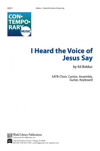 I Heard the Voice of Jesus Say