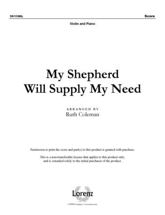 My Shepherd Will Supply My Need   - Violin solo - Digital Download