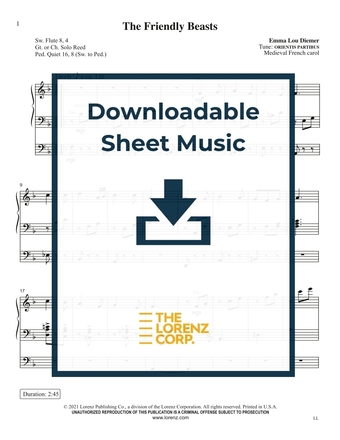 The Friendly Beasts - Organ Sheet Music (Digital download)