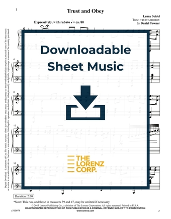 Trust and Obey - Piano Sheet Music (Digital download)