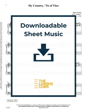 My Country, 'Tis of Thee - Piano Sheet Music (Digital download)