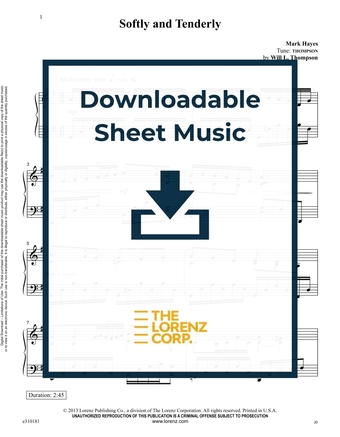 Softly and Tenderly - Piano Sheet Music (Digital download)