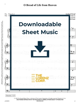 O Bread of Life from Heaven - Organ Sheet Music (Digital download)