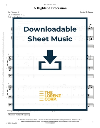 A Highland Procession - Organ Sheet Music (Digital download)
