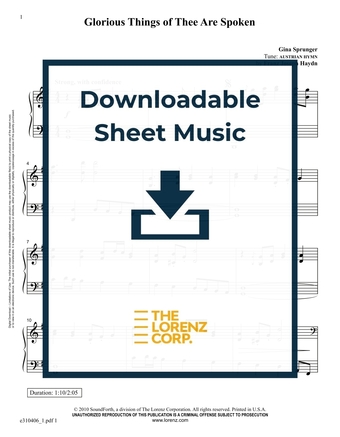 Glorious Things of Thee Are Spoken - Piano Sheet Music (Digital download)