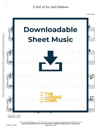A Day of Joy and Gladness - Piano Sheet Music (Digital download)