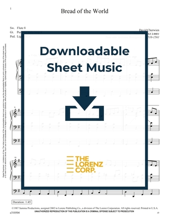 Bread of the World - Organ Sheet Music (Digital download)