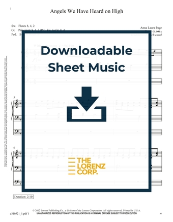 Angels We Have Heard on High - Organ Sheet Music (Digital download)