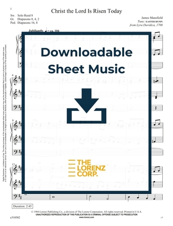 Christ the Lord Is Risen Today - Organ Sheet Music (Digital download)