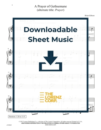 A Prayer of Gethsemane - Piano Sheet Music (Digital download)