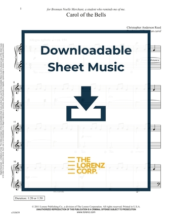Carol of the Bells - Piano Sheet Music (Digital download)