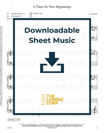 A Time for New Beginnings - Piano Sheet Music (Digital download)