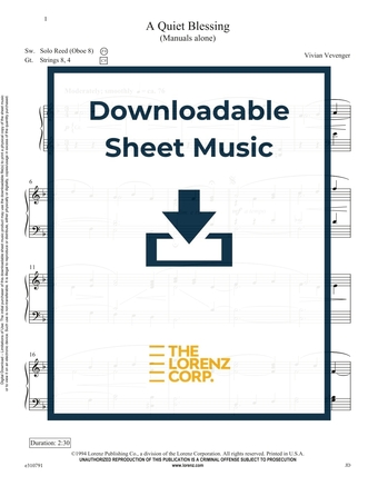 A Quiet Blessing - Piano Sheet Music (Digital download)