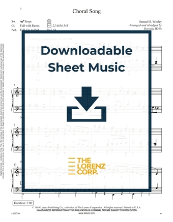 Choral Song - Organ Sheet Music (Digital download)