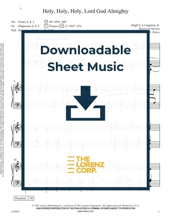Holy, Holy, Holy, Lord God Almighty - Organ Sheet Music (Digital download)