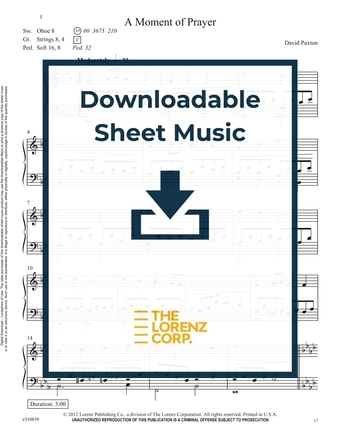 A Moment of Prayer - Organ Sheet Music (Digital download)