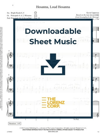 Hosanna, Loud Hosanna - Organ Sheet Music (Digital download)