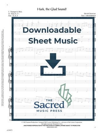 Hark, the Glad Sound! - Organ Sheet Music (Digital download)