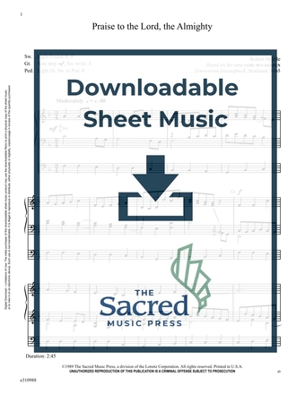 Praise to the Lord, the Almighty - Organ Sheet Music (Digital download)
