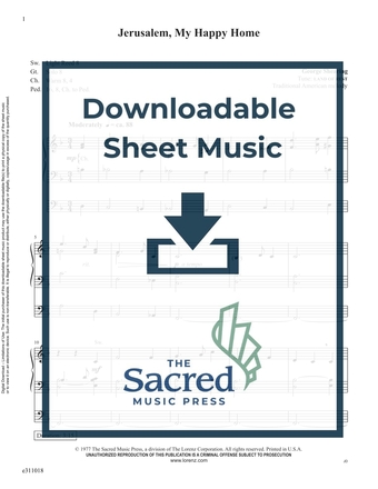 Jerusalem, My Happy Home - Organ Sheet Music (Digital download)