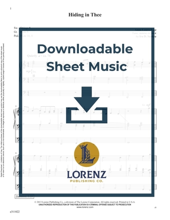 Hiding in Thee - Organ Sheet Music (Digital download)