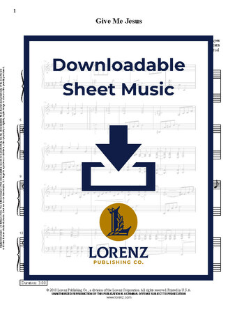 Give Me Jesus - Piano Sheet Music (Digital download)
