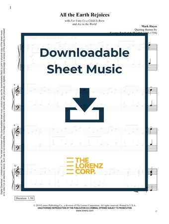 All the Earth Rejoices with For Unto Us a Child Is Born and Joy to the World - Piano Sheet Music (Digital download)