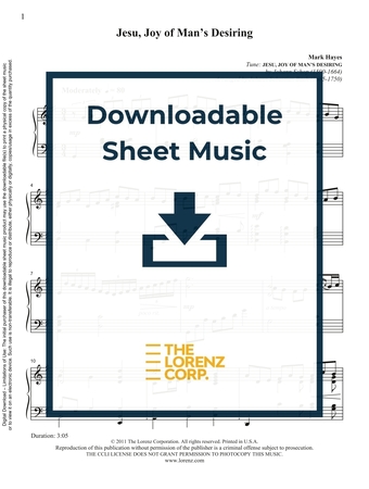 Jesu, Joy of Man's Desiring - Piano Sheet Music (Digital download)