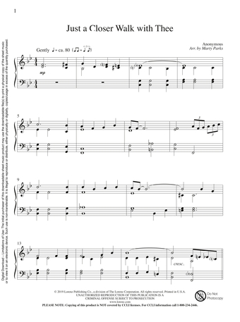 Just a Closer Walk with Thee - Piano Sheet Music (Digital download)