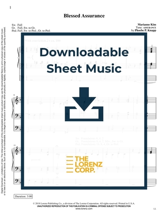Blessed Assurance - Organ Sheet Music (Digital download)