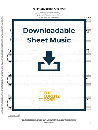 Poor Wayfaring Stranger - Piano Sheet Music (Digital download)
