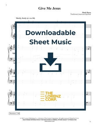 Give Me Jesus - Piano Sheet Music (Digital download)