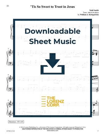 Tis So Sweet to Trust in Jesus - Piano Sheet Music (Digital download)