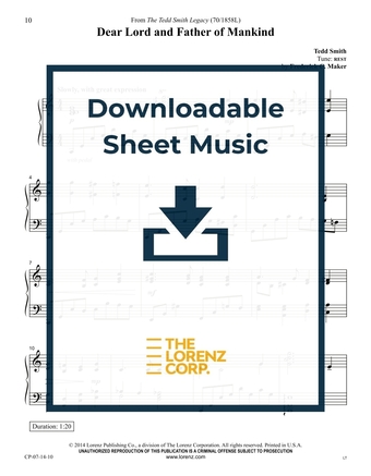 Dear Lord and Father of Mankind - Piano Sheet Music (Digital download)