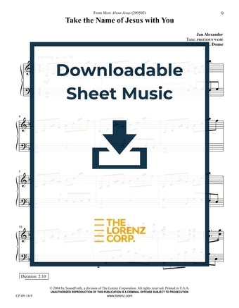 Take the Name of Jesus with You - Piano Sheet Music (Digital download)