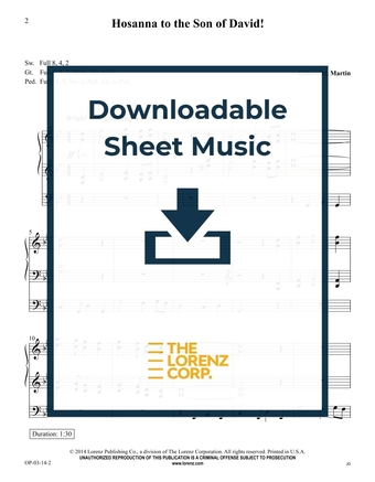 Hosanna to the Son of David! - Organ Sheet Music (Digital download)