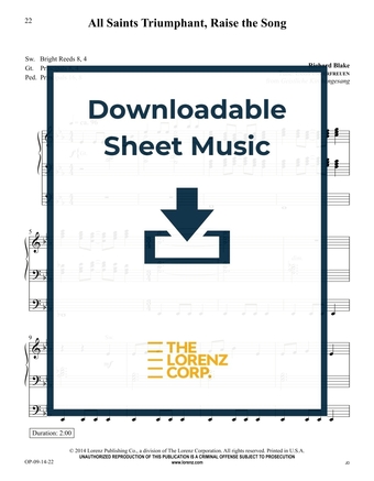 All Saints Triumphant, Raise the Song - Organ Sheet Music (Digital download)