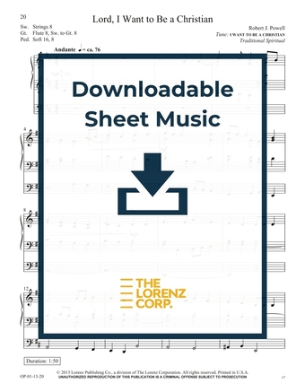 Lord, I Want to Be a Christian - Organ Sheet Music (Digital download)