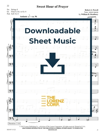 Sweet Hour of Prayer - Organ Sheet Music (Digital download)