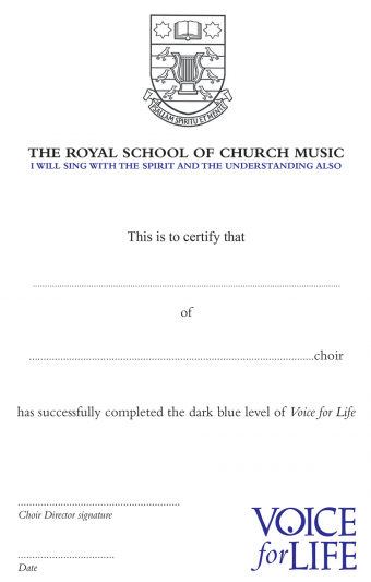 Voice for Life - Dark Blue Level Certificate