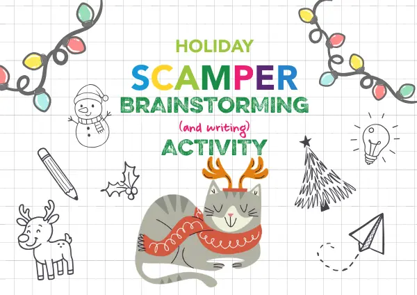 A cat dressed as a reindeer for a brainstorming holiday activity