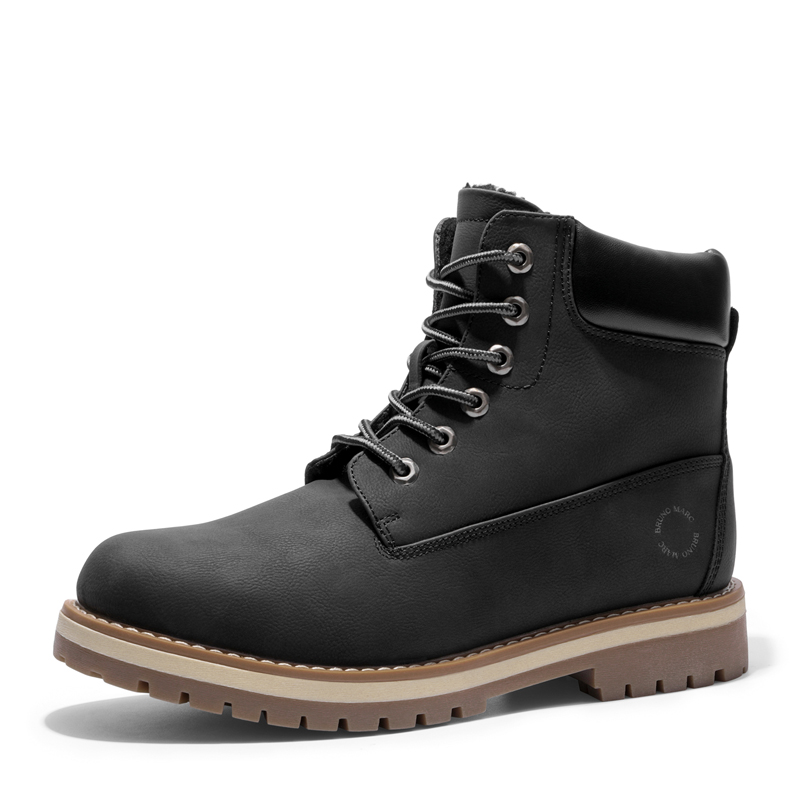 BRUNO MARC Men s Faux Fur Combat Snow Boots