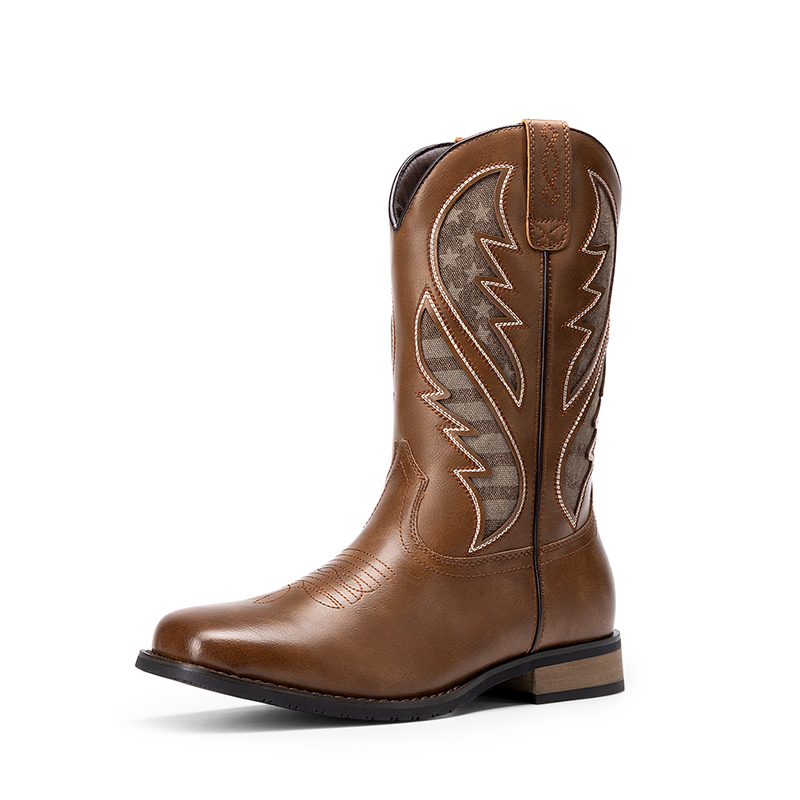 BRUNO MARC Men   s Embroidered Western Cowboy Boots