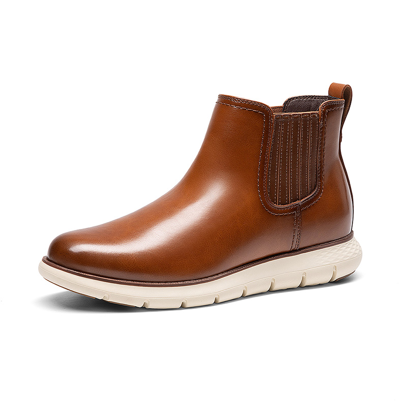 BRUNO MARC Men   s Comfortable PU Pull On Chelsea Boots