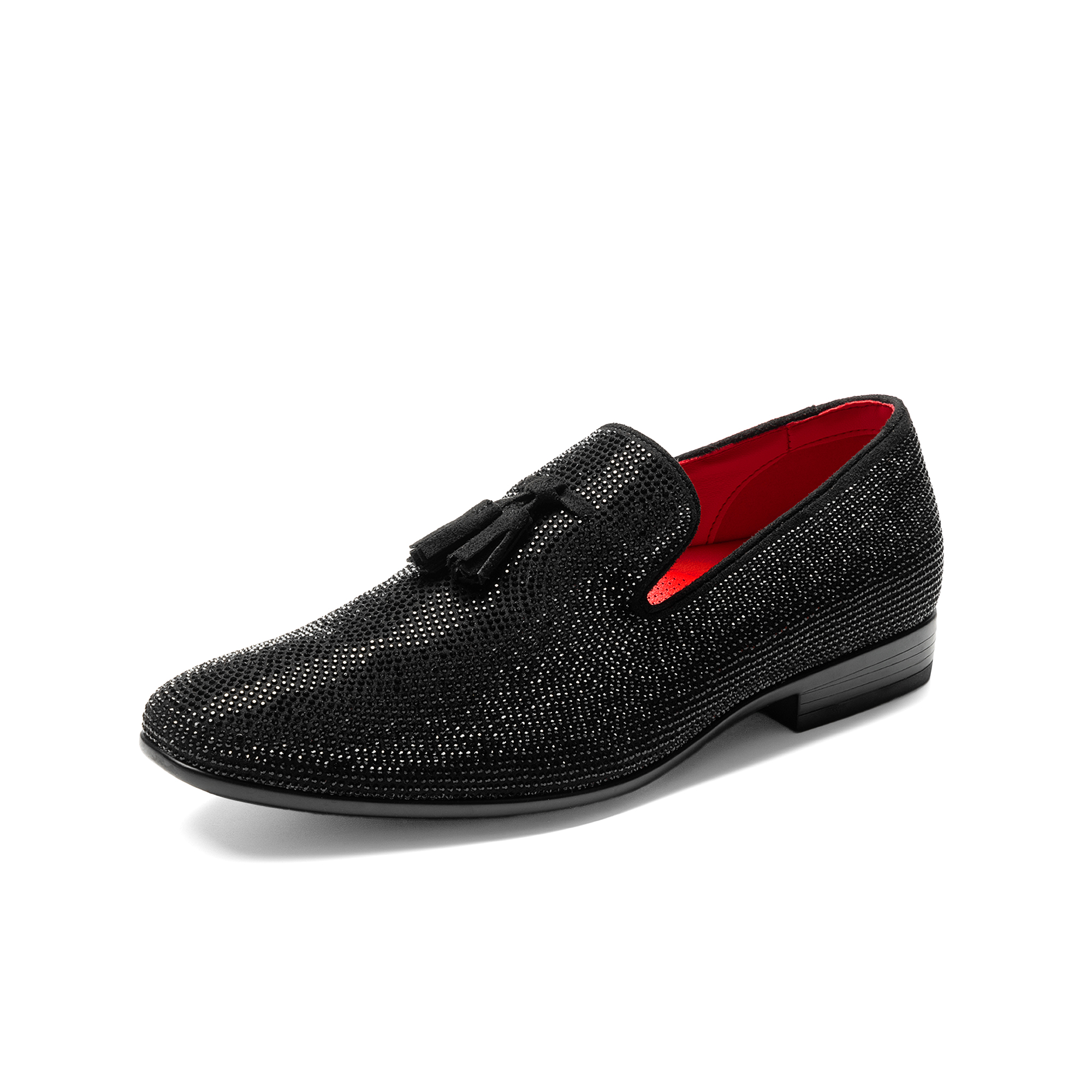 BRUNO MARC Men s Comfortable Rhinestone Tuxedo Loafers