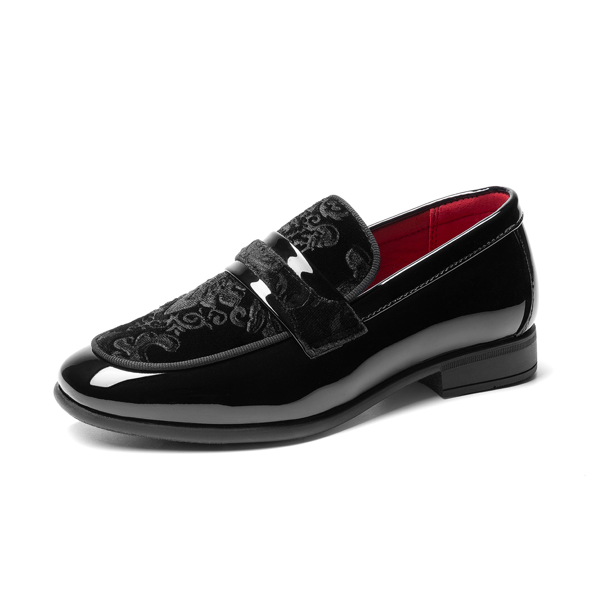 BRUNO MARC Boy s Tuxedo Patent Classic Velvet Loafers